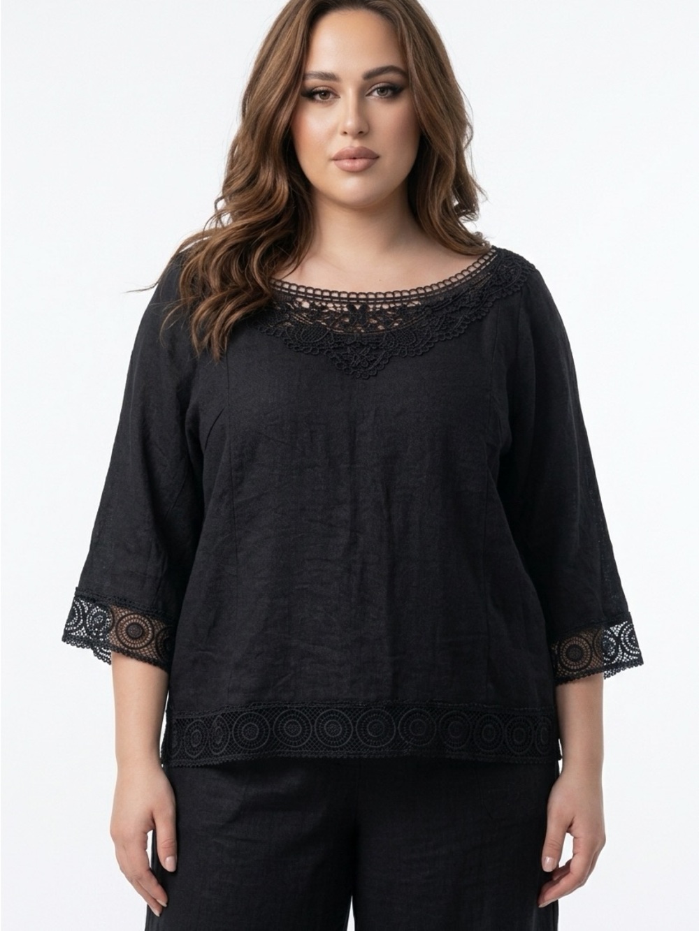 Zac & Rachel Women’s Sz XL Black Semi Sheer Winged Sleeve Tunic Top
